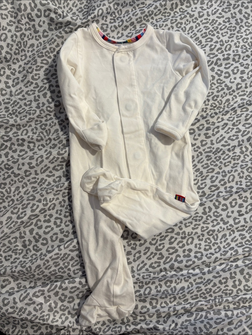 Magnetic Me Cream Footed Baby One-Piece with Colorful Trim